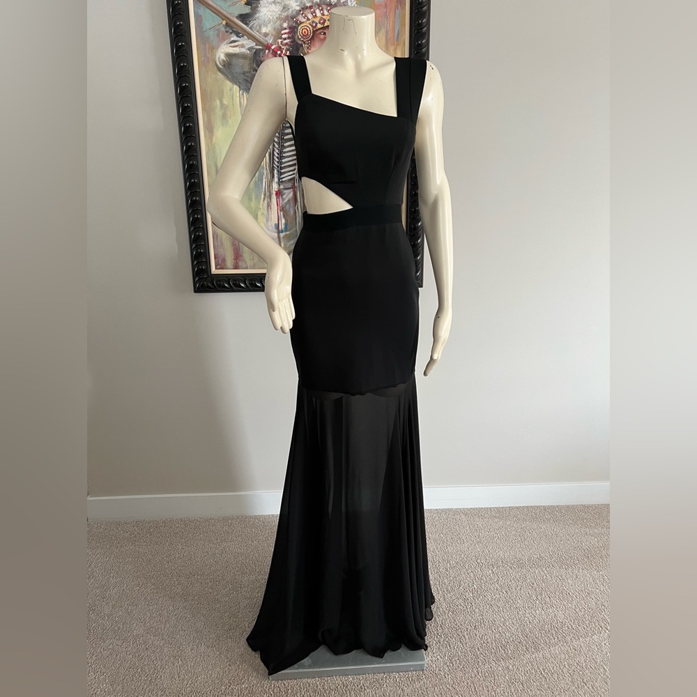 NWT BCBGMaxAzria “Roxana” One Shoulder Black Maxi Dress – Size 0 - Picture 2 of 12